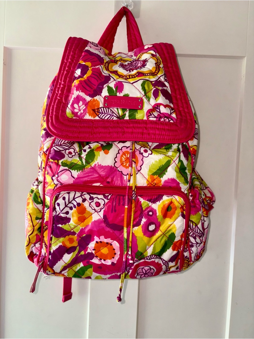 Vera Bradley Puffy Retired Clementine Floral Drawstring Bag Travel Backpack